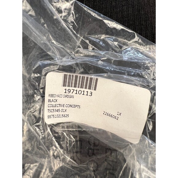 Collective Concepts Ribbed Hacci Cardigan Black Womens 1X Plus Open Front NWT - Picture 9 of 9